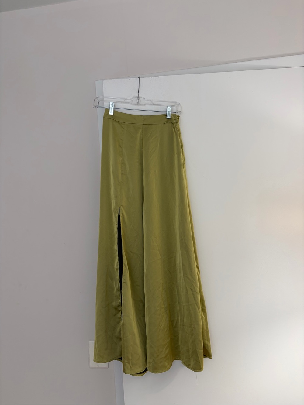 Sincerely Jules Olive Green Maxi Skirt with Center Front Slit